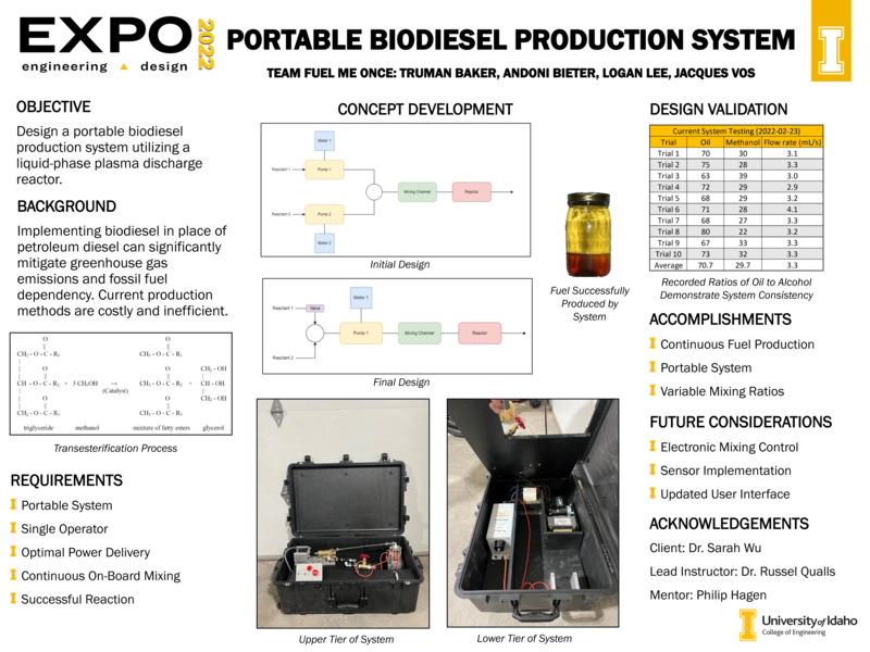 Digital poster with text blocks, engineering schematics, and photographs of electronic devices inside of a black plastic carrying case.