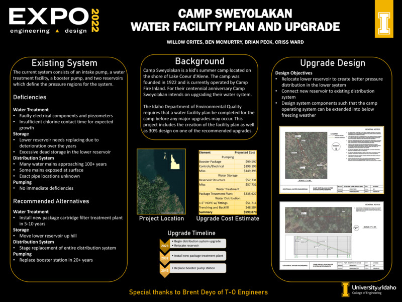 Digital poster with text blocks and aerial imagery of a forested area.