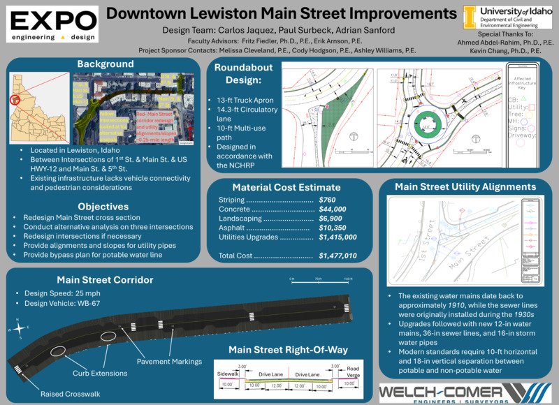 Digital poster with text blocks and maps and images of a traffic circle.