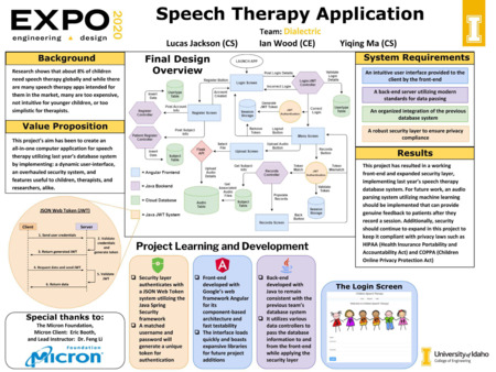 Digital poster with text blocks and images of engineering designs.