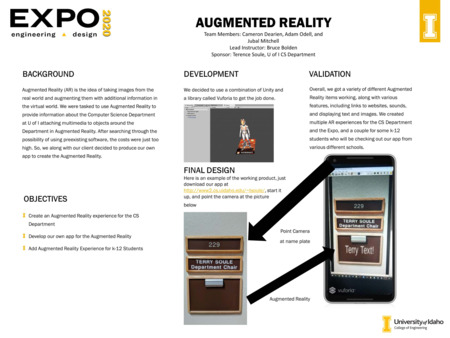 Digital poster with text blocks and images of a door placard.