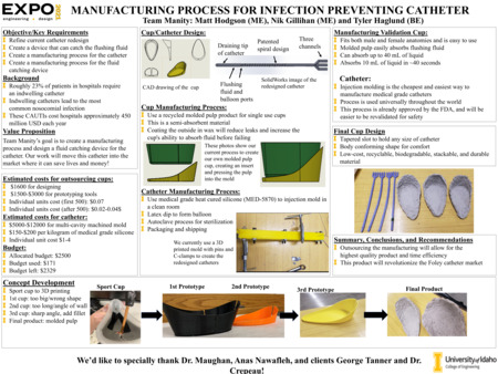Digital poster with text blocks and photographs of elongated plastic bowls.