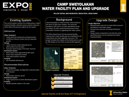 Digital poster with text blocks and aerial imagery of a forested area.