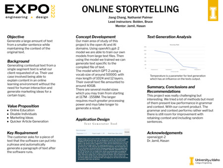 Digital poster with text blocks and a data graph.