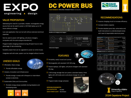Digital poster with text blocks and engineering schematics.