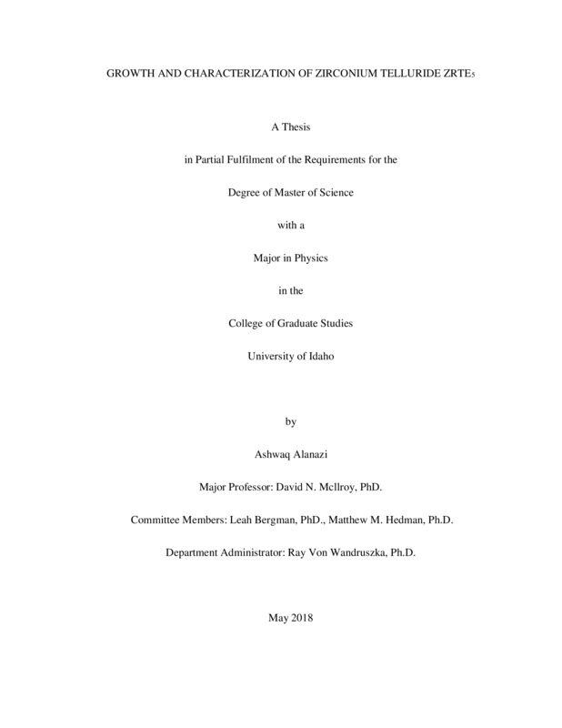 masters, M.S., Physics -- University of Idaho - College of Graduate Studies, 2018-05