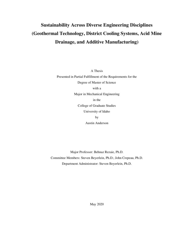 masters, M.S., Mechanical Engineering -- University of Idaho - College of Graduate Studies, 2020-05