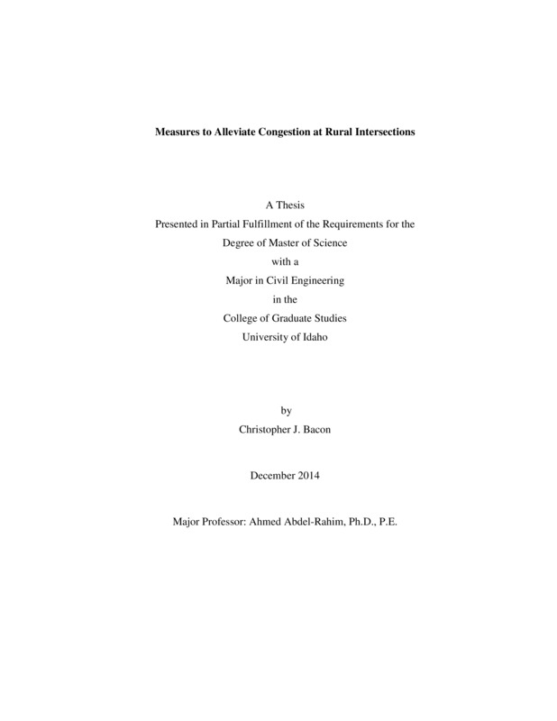 masters, M.S., Civil Engineering -- University of Idaho - College of Graduate Studies, 2014