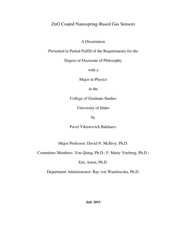 doctoral, Ph.D., Physics -- University of Idaho - College of Graduate Studies, 2015