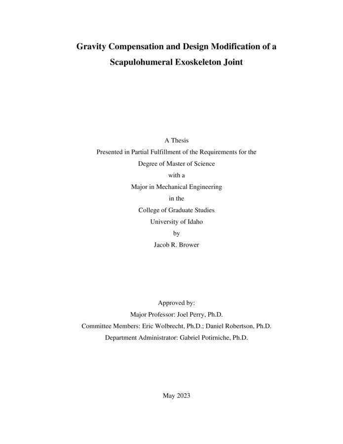 masters, M.S., Mechanical Engineering -- University of Idaho - College of Graduate Studies, 2023-05