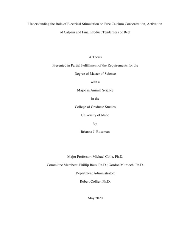 masters, M.S., Animal and Veterinary Science -- University of Idaho - College of Graduate Studies, 2020-05