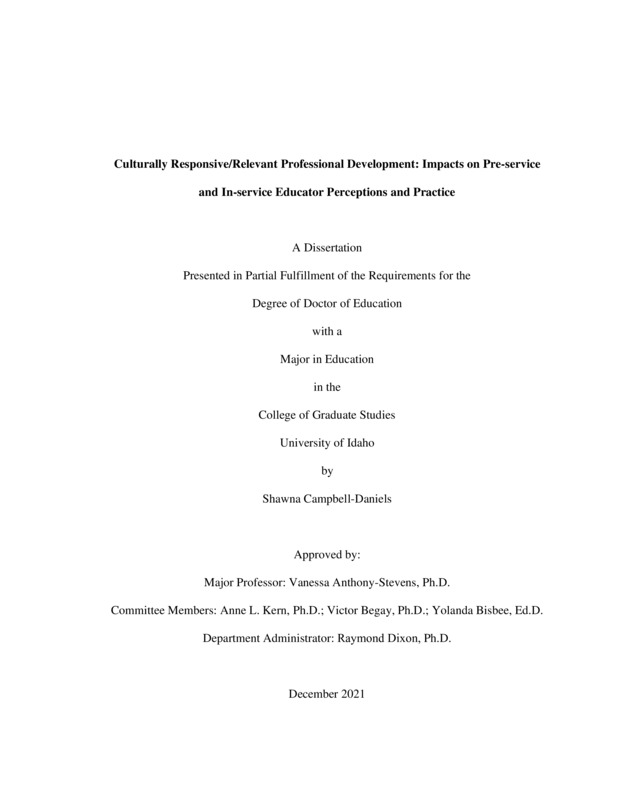 doctoral, D.Ed., Curriculum & Instruction -- University of Idaho - College of Graduate Studies, 2021-12