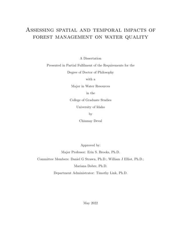 doctoral, Ph.D., Water Resources -- University of Idaho - College of Graduate Studies, 2022-05