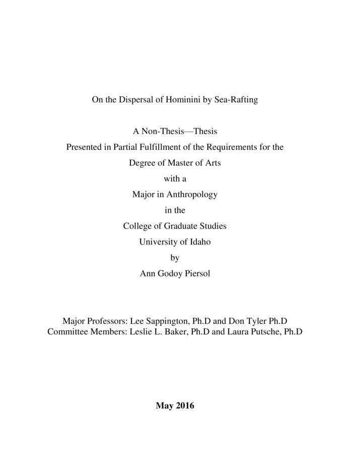 Thesis (M.A., Anthropology) -- University of Idaho, May 2016