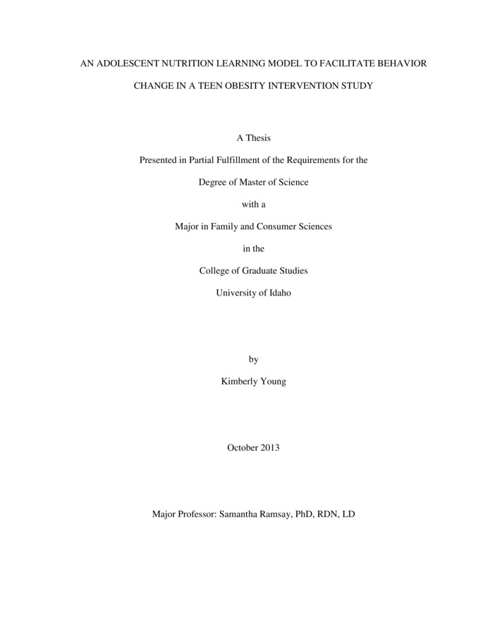 Thesis (M.S., Family and Consumer Sciences)--University of Idaho, December 2013