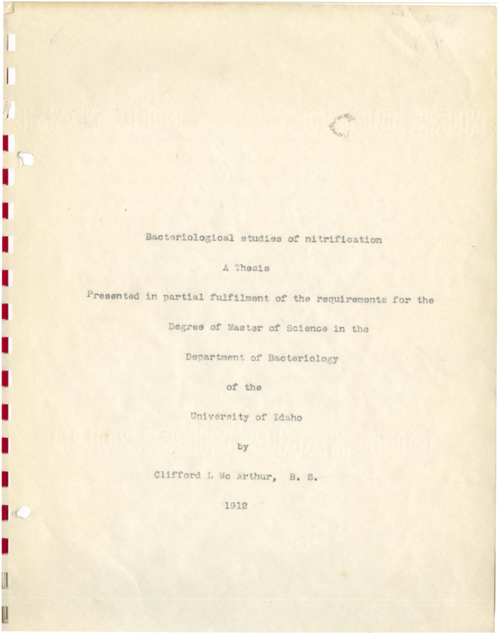 Thesis (M.S., Bacteriology)--University of Idaho, 1912.