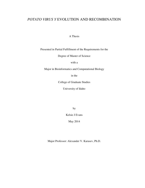 masters, M.S., Bioinformatics & Computational Biology -- University of Idaho - College of Graduate Studies, 2014