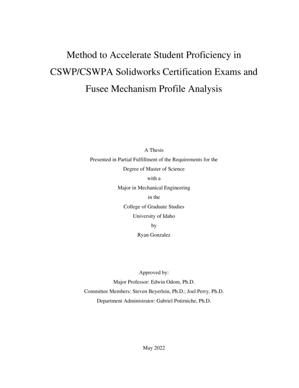masters, M.S., Mechanical Engineering -- University of Idaho - College of Graduate Studies, 2022-05