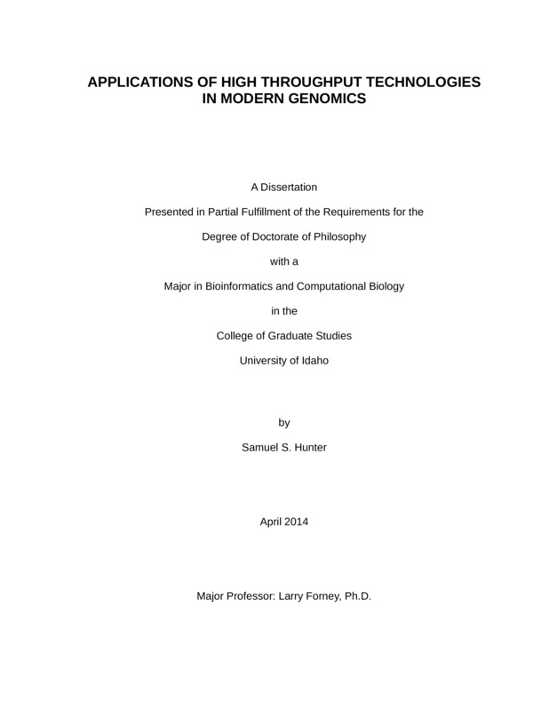 doctoral, Ph.D., Bioinformatics & Computational Biology -- University of Idaho - College of Graduate Studies, 2014