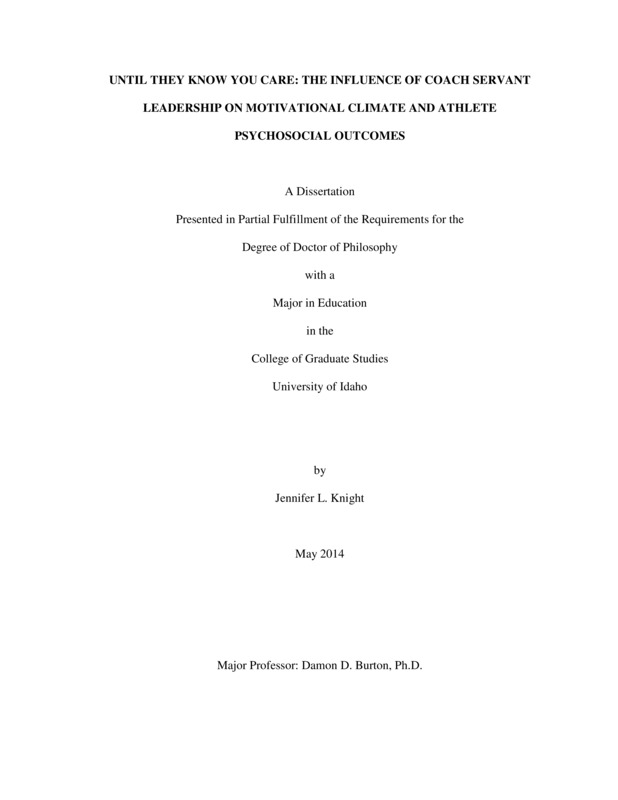 doctoral, Ph.D., Movement & Leisure Sciences -- University of Idaho - College of Graduate Studies, 2014