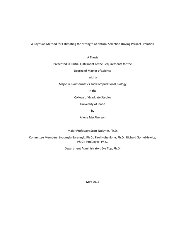 masters, M.S., Bioinformatics & Computational Biology -- University of Idaho - College of Graduate Studies, 2015