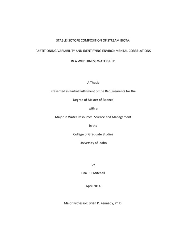 masters, M.S., Water Resources -- University of Idaho - College of Graduate Studies, 2014