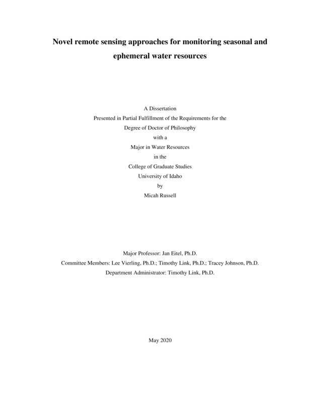 doctoral, Ph.D., Water Resources -- University of Idaho - College of Graduate Studies, 2020-05