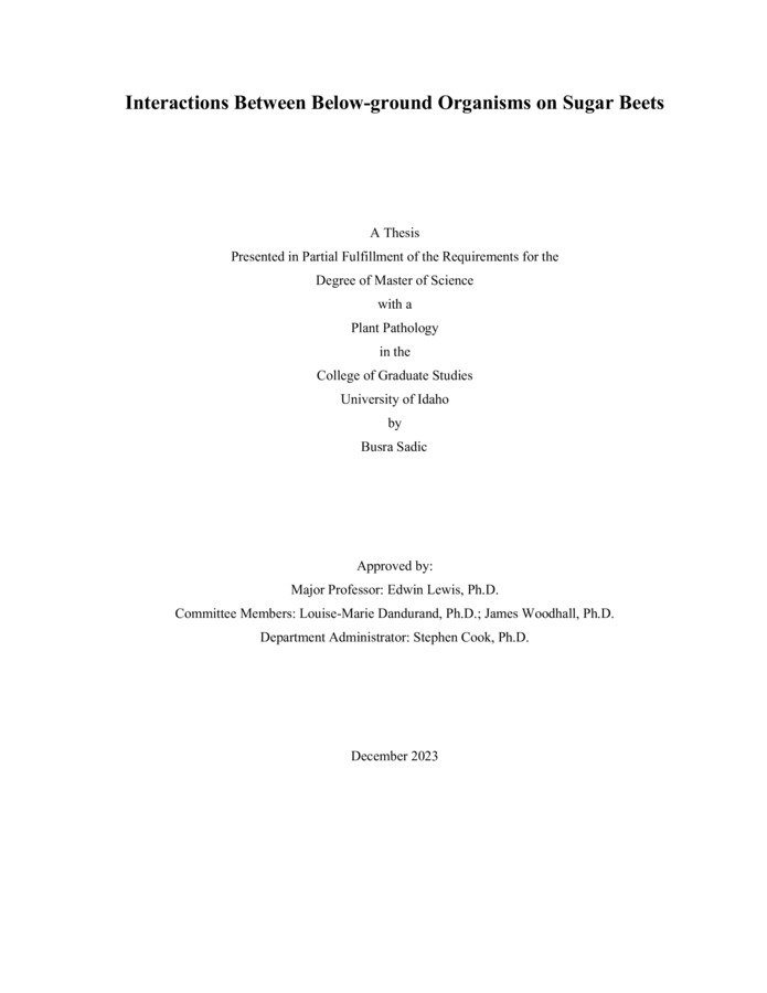 masters, M.S., Entomology, Plant Path & Nematology -- University of Idaho - College of Graduate Studies, 2023-12