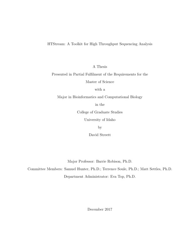 masters, M.S., Bioinformatics & Computational Biology -- University of Idaho - College of Graduate Studies, 2017-12