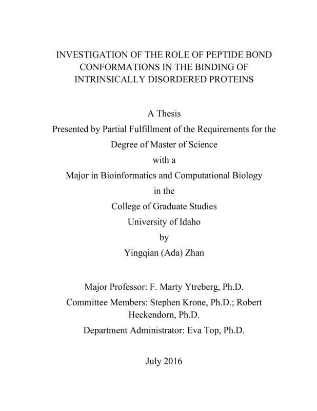 masters, M.S., Bioinformatics & Computational Biology -- University of Idaho - College of Graduate Studies, 2016