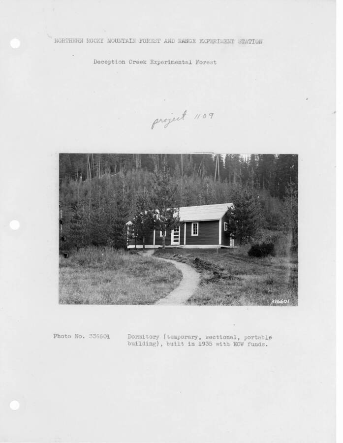 Dormitory (temporary, sectional, portable building), built in 1935 with ECW funds.