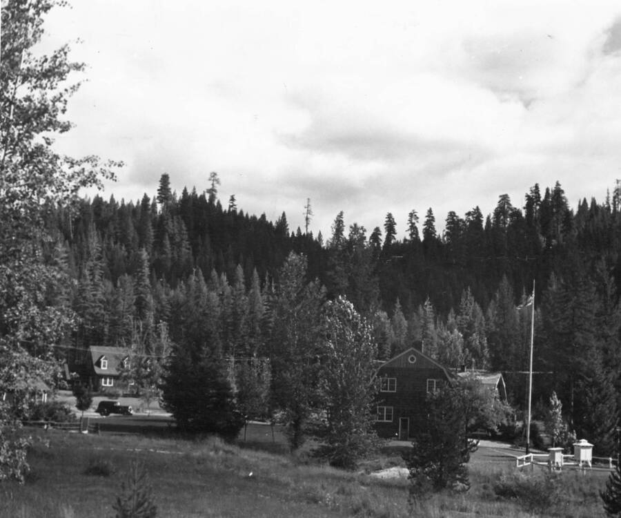 Priest River compound  circa 1937. Lodge and office completed 1936.