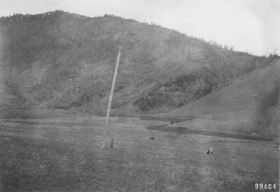 Back of photo reads: "View of nursery site, Pony Ranger Station, Sheridan, Madison Co., Mont. Madison National Forest. April 3, 1911."