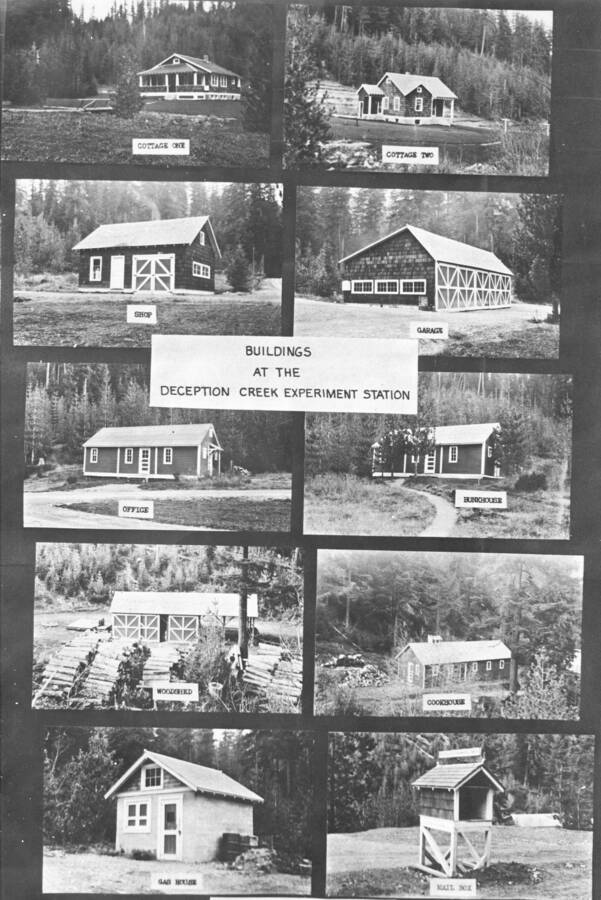 From the 1936 Annual Report, page of 10 photos of buildings.