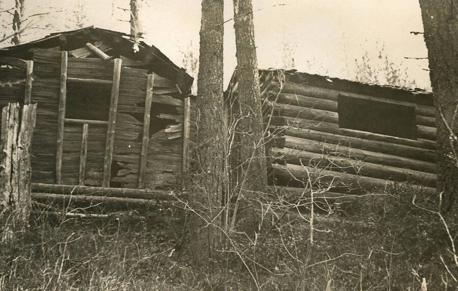 Photos series of the buildings found on the Arthur Demorest claim, settled 1906 near the mouth of Demorest Creek.  Photos are glued to black kraft paper and hanging in the 3rd floor hallway, Moscow Forest Sciences Laboratory.  These photos appeared in the 1936 Annual Report. No other descriptions available.