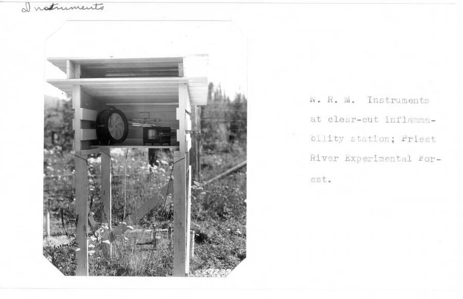 N.R.M. Instruments at clear-cut inflammability station; Priest River Experimental Forest.