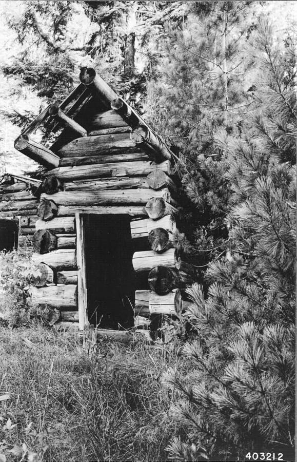 From the series of photos of the Montford homestead, located at the mouth of Haynes Creek within Deception Creek Experimental Forest; smokehouse.