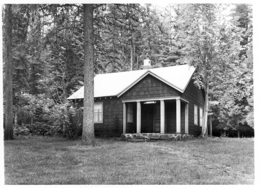 Date on back, image shows building located at Priest Creek Experimental Forest Headquarters.