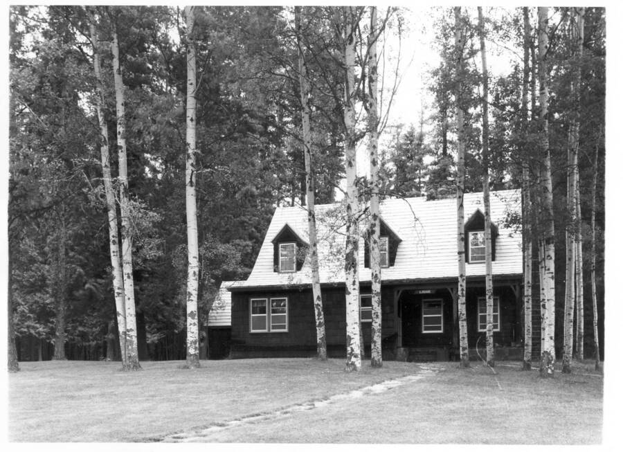 Date on back, image shows building located at Priest Creek Experimental Forest Headquarters.