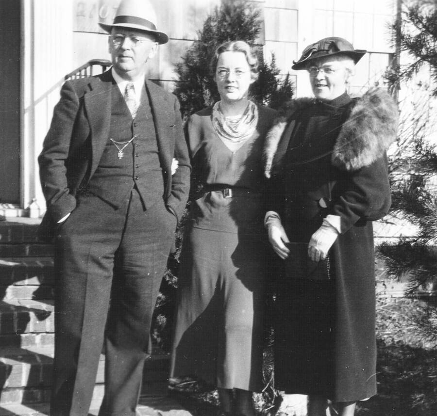 J. A., Margaret, and Jennie, possibly at Iowa State University, where Margaret was a student.