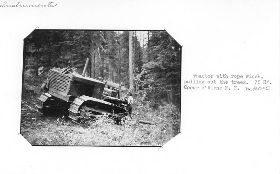 Tractor with rope winch, pulling out the trees. 75 HP. Coeur d'Alene National Forest