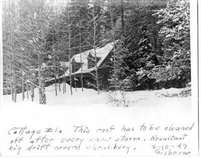 A series of snow scenes with notes by Gisborne expressing his dissatisfaction with building design, landscaping, drainage, and lost time shoveling roofs.