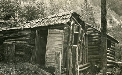 Photos series of the buildings found on the Arthur Demorest claim, settled 1906 near the mouth of Demorest Creek.  Photos are glued to black kraft paper and hanging in the 3rd floor hallway, Moscow Forest Sciences Laboratory.  These photos appeared in the 1936 Annual Report. No other descriptions available.