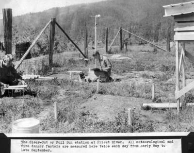The Clear-Cut or Full Sun station at Priest River. All meteorological and fire danger factors are measured here twice each day from early May to late September. G.L. Hayes