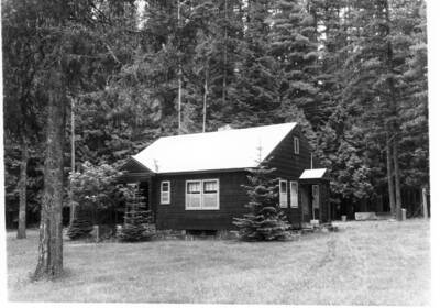 Date on back, image shows building located at Priest Creek Experimental Forest Headquarters.