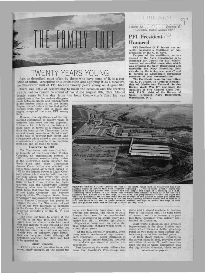 Vol. 11 No. 11, Published by Potlatch Forests, Inc., 8 pages.