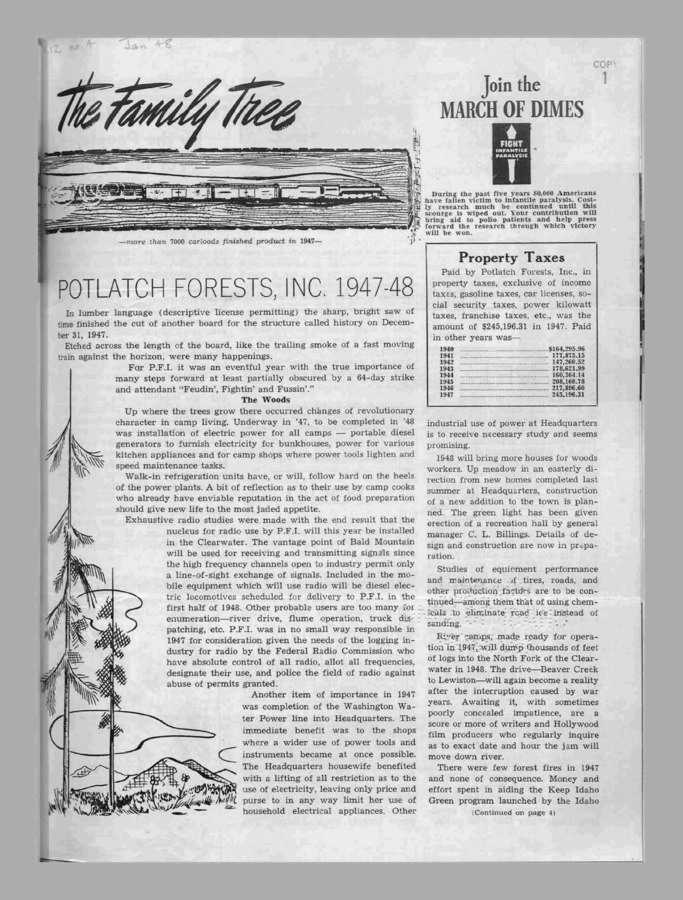 Vol. 12 No. 4, Published by Potlatch Forests, Inc., 8 pages.