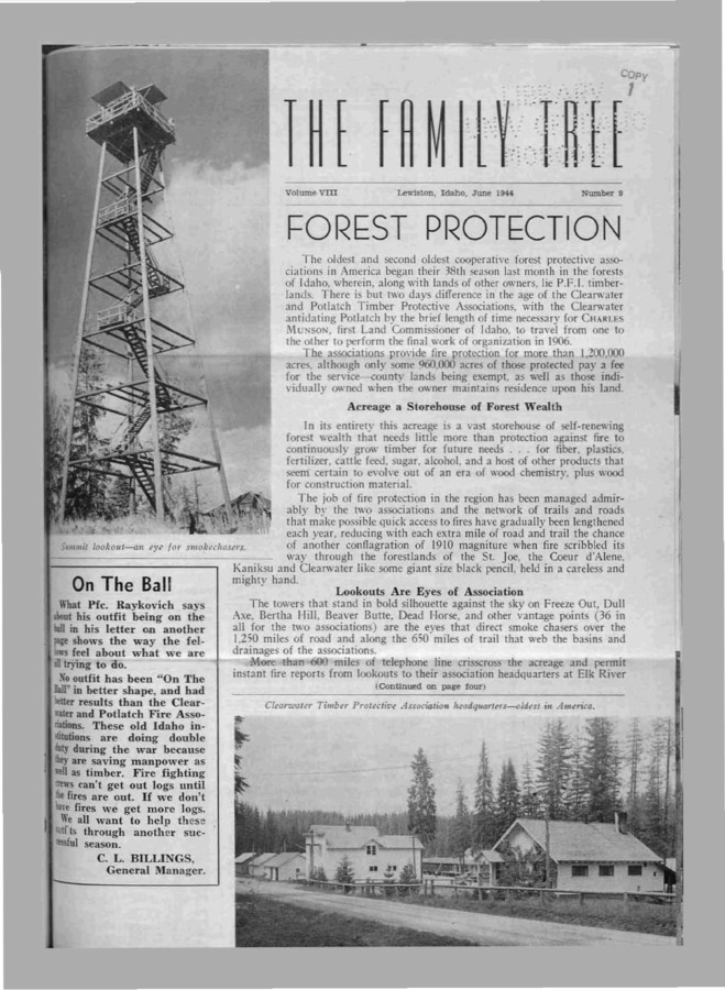 Vol. 8 No. 9, Published by Potlatch Forests, Inc., 8 pages.