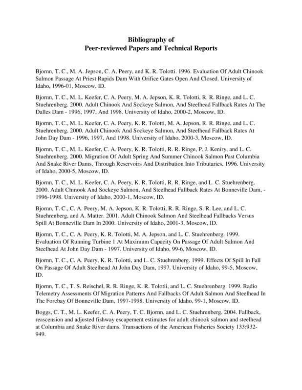 Bibliography of Peer-reviewed Papers and Technical Reports