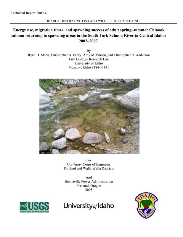 Energy Use, Migration Times, And Spawning Success Of Adult Spring–Summer Chinook
Salmon Returning To Spawning Areas In The South Fork Salmon River In Central Idaho:
2002–2007